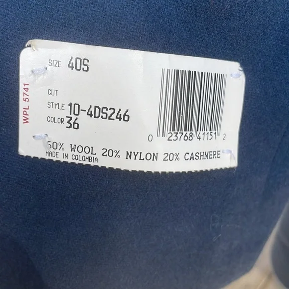 NWT-Men's Cobalt Blue Cashmere Blend Blazer/Jacket Size 40S
